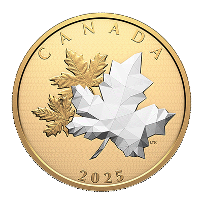 A picture of a 5 oz Maple Leaves in Motion Silver Coin (2025)